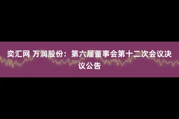 奕汇网 万润股份：第六届董事会第十二次会议决议公告